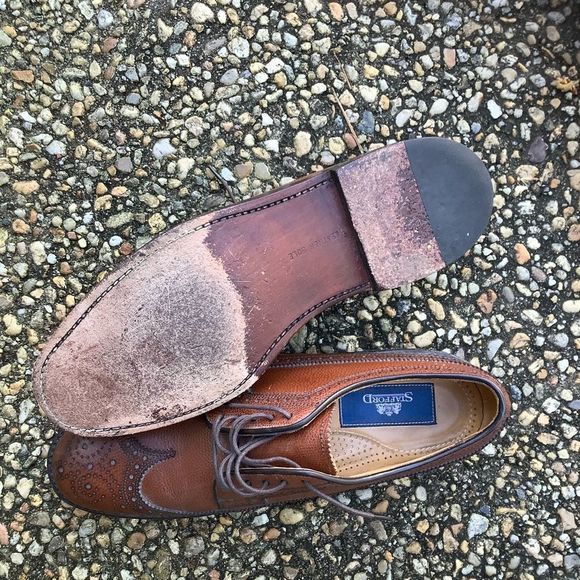 Mint Like New Vintage punched wing tip oxfords 8.5 - Picture 4 of 6